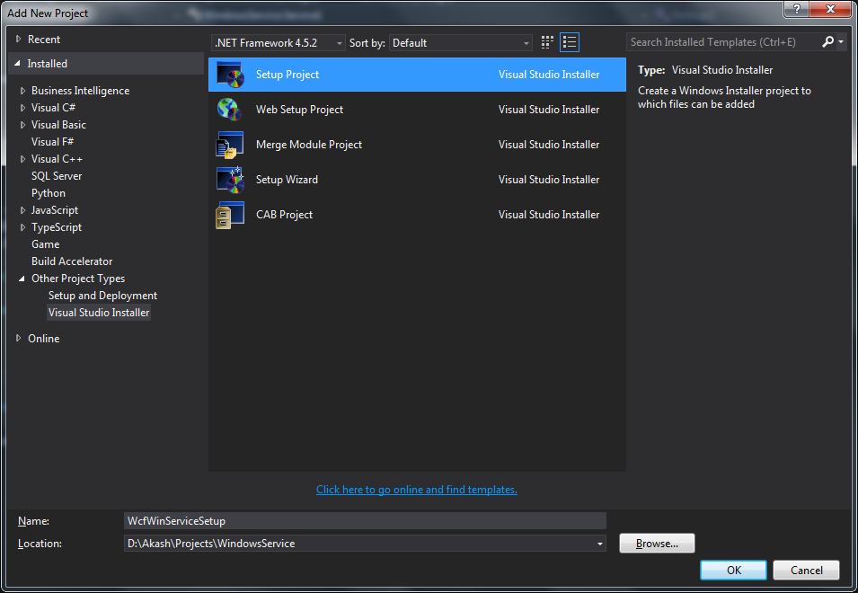 Create setup project
